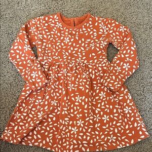 Burnt Orange and light pink Floral Long Sleeve Dress